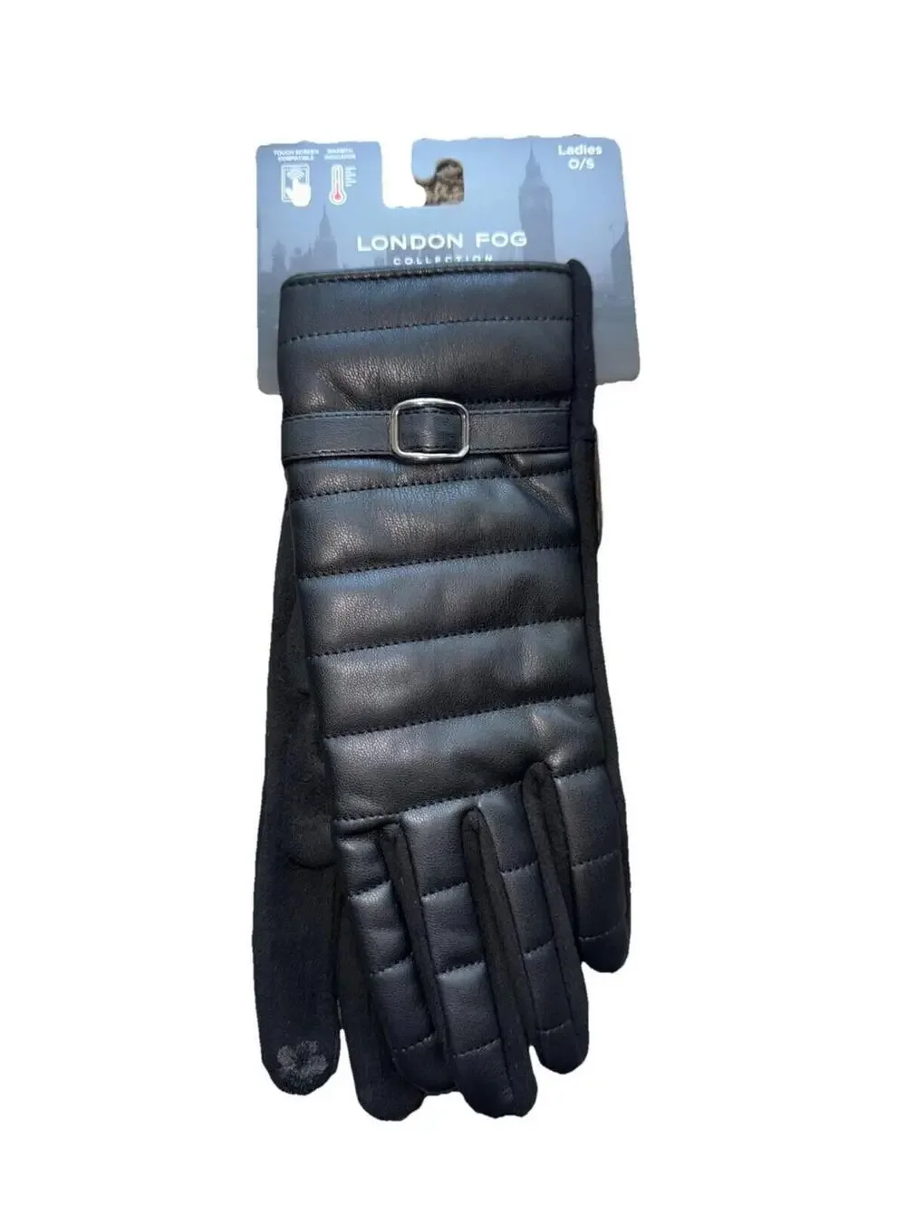 London Fog Women’s Dress Touch Screen Compatible Gloves-black- One Size